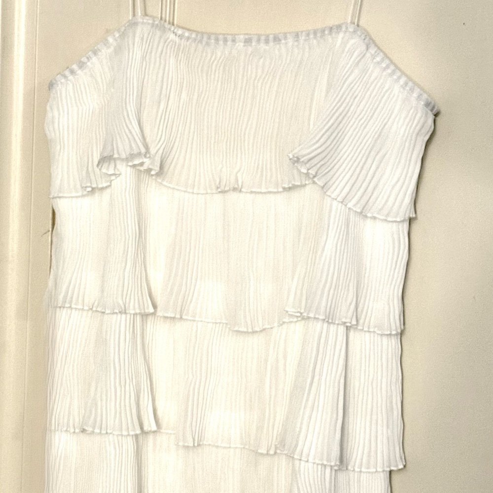 White Tiered Pleated Dress